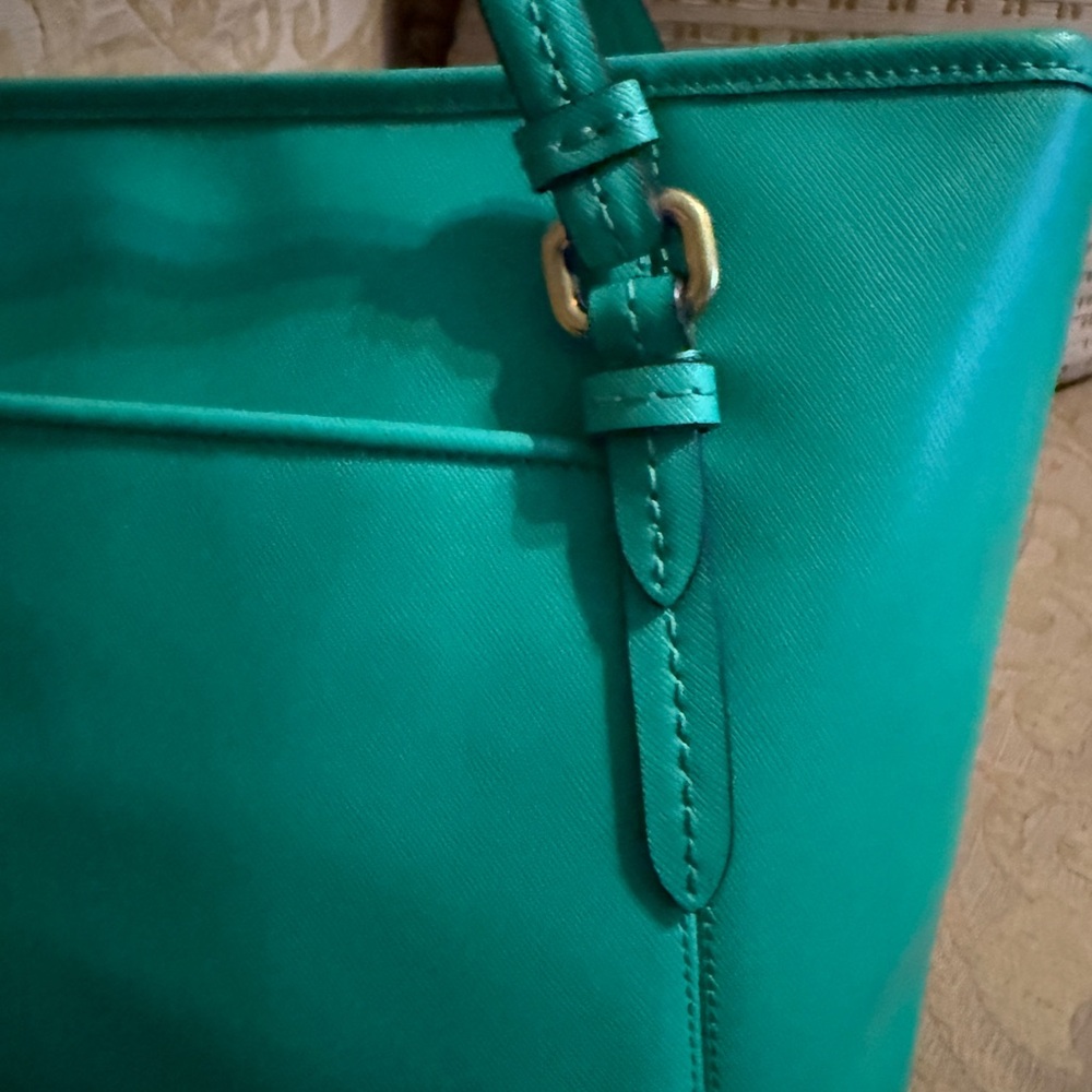 Coach Peyton Zip Top Saffiano Leather Tote Bag in Jade 27349 - Picture 12 of 16